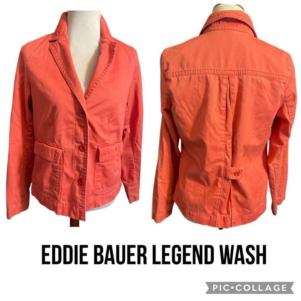 Eddie Bauer Legend Wash Coral Button Down Long Sleeve Utility Style Jacket Size